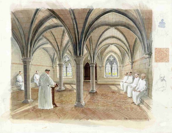 Artist’s reconstruction of Hulton Abbey Chapter House